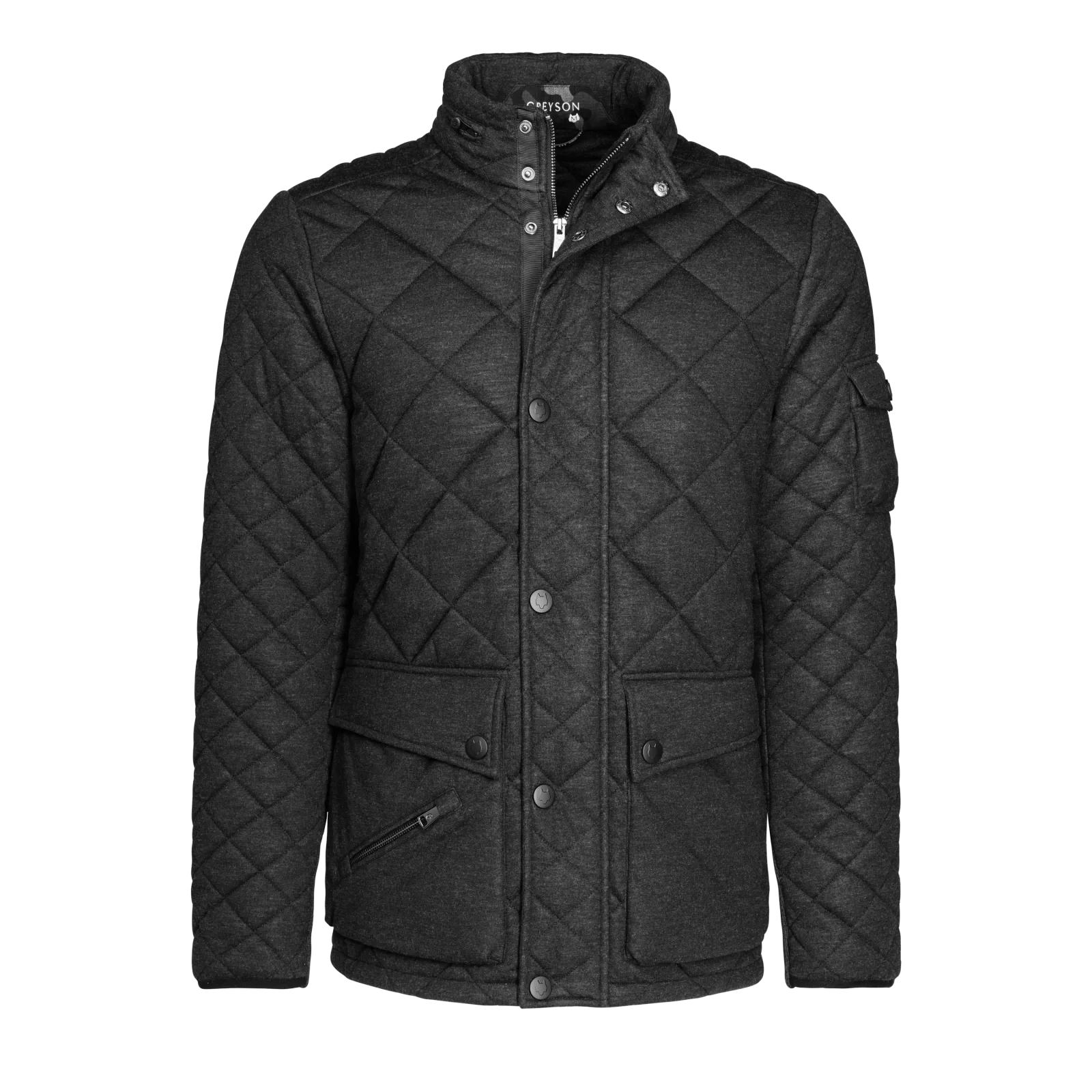 Dark grey diamond-quilted Eos M7 touring jacket
