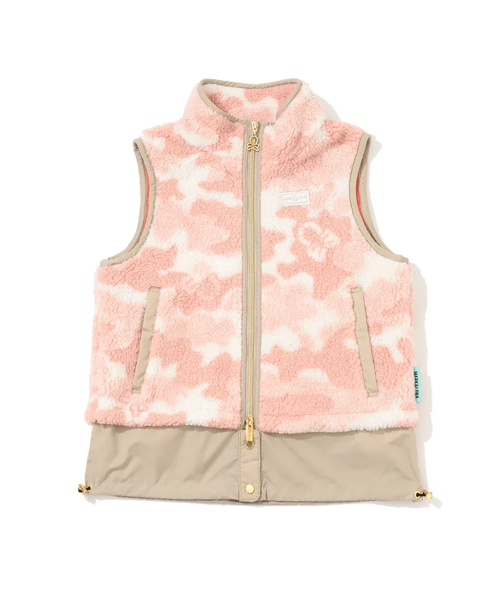 Pink camo boa fleece vest