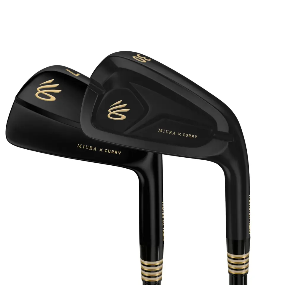 Miura x Curry TC-202 and MB-101 irons in black with gold Curry logo