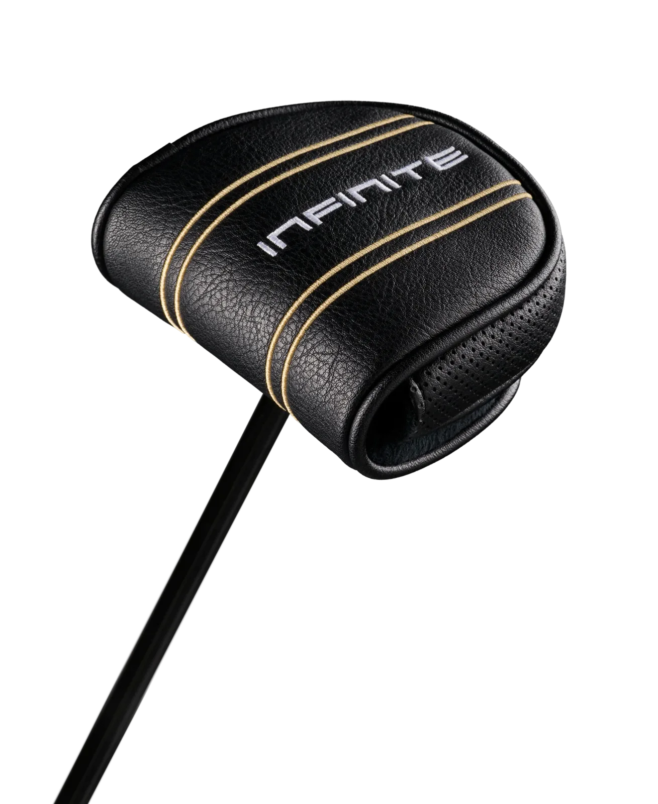 Infinite headcover in black with gold stripes